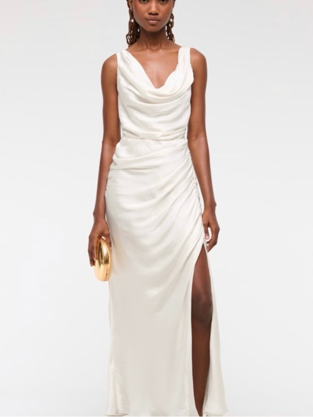 NWT A&F White Cowl Neck Satin Slip Dress